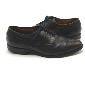 𝅺allen Edmonds Sanford Men 8D burgundy dress shoes cap toe lace up oxford brogue